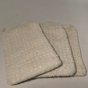1367 Set of 3 Hand Crocheted Vintage White Cotton Lined Jewelry Bags